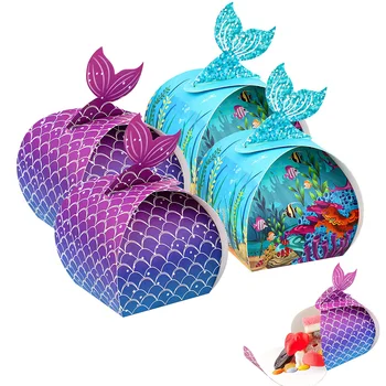 1 бр. торба за предложения за рожден ден с опашка на Русалка, чанти за предложения в морската тема, кутии с шоколадови бонбони, малки подаръци за гостите