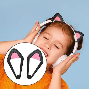 1 чифт слушалки, висулка във формата на котешки уши, украса за слушалки, аксесоари за силиконови чашки, комплект за котешки уши, Универсален