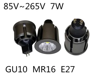 10шт 85V ~ 265 V MR16 COB фокус GU10 COB LED 110V фокус 220v MR16 LED Spotlight 110v GU10 фокус Алуминиев корпус