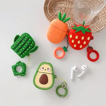 3D Анимирани Плодове на авокадо, моркови кактус Слушалки мек калъф за слушалки Apple airpods 1 2 airpods pro Калъф за безжични слушалки
