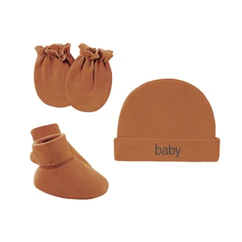5 бр./компл., детска топла шапка, ръкавици, обувки, памучни шапки за бебета, больничная шапка и ръкавици, комплект едноцветни ярки цветове