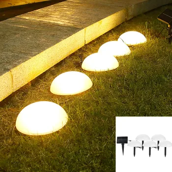 5 светодиода, слънчев наземна лампа, лампа за градинско поляна форма на топка, водоустойчив пътека, пейзаж, Слънчева светлина във формата на полумесец на открито