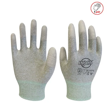 6 чифта работни ръкавици от полиуретан, със защитно покритие от карбонизированного влакна, антистатични прахозащитен Работни ръкавици с покритие на дланите CE EN388