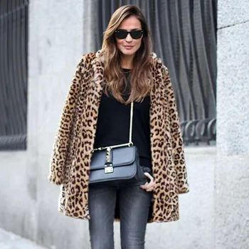 Bella Philosophy Женски леопардовое топло дамско палто от изкуствена вълна, сако с ревери, зимни парк, Връхни Дрехи, големи Размери дамски якета