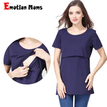 Emotion Moms С Къс Ръкав, широки Дрехи За Бременни и В Периода на Кърмене, Тениска за Кърмене, Топове за Бременни Жени, Summe Tee