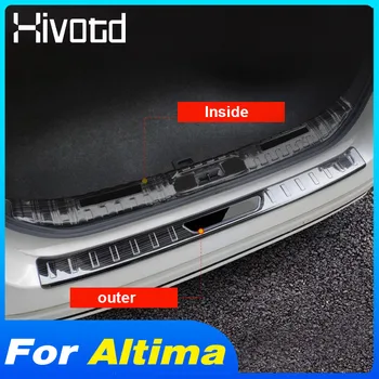 Hivotd Капак на задната броня багажник на кола, тампон на заден праг от неръждаема стомана, аксесоари за полагане на Nissan Altima 2019-2021