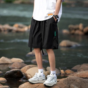 LAPPSTER-младежки лента, японска градинска облекло, панталони-карго Y2k, лятна корейската мода, черни спортни къси панталони, всекидневни шорти за бягане с джобове