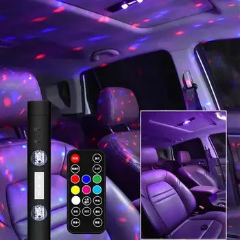 Led автомобили атмосферна звездна лампа Безжична гласов контрол, USB Акумулаторна Автоматично RGB Покрив Интериор Декоративни музикален ритъм Околния лампа