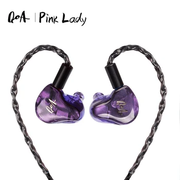 QOA Pink Lady 2BA + 1DD Хибридни ушите HIFI DJ Мониторные слушалки Слушалки с 2-пинов подвижен кабел