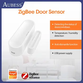 Sasha Zigbee3.0 Интелигентен сензор за врати, прозорци, функция за защита от демонтаж, приложение, безжично дистанционно управление, USB-хранене, използването с врата Zigbee