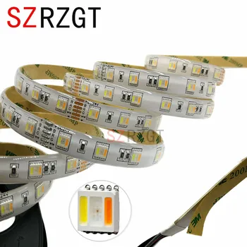 SZRZGT 12 мм Печатна платка RGB CCT Led лента 5050 DC12V/24 Гъвкав светлина RGB + бяло + топъл бял 5 цвята в 1 led чип с 60 светодиода/m 5 m/лот