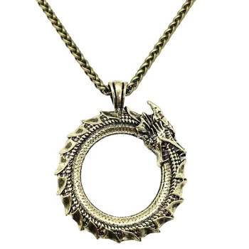 Viking Уроборос медальон с дракон, винтажное пънк-колие, модни бижута, градинска култура Хипопотам за мъже, бижута, подарък на приятел