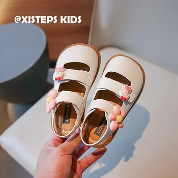 XISTEPS/ Сандали за деца, открити сладки сандали за малки момичета, 2023 Летни нескользящие детски сандали, меки детски обувки в розово-бял цвят