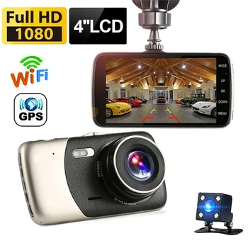 Автомобилен видеорекордер, dvr WiFi 4.0 Full HD 1080P, Камера за задно виждане, видео рекордер, авторегистратор, е Черна кутия, с GPS проследяване, автомобилни Аксесоари