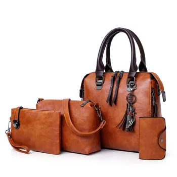 Алуминиеви композитни панели чанта за жени, луксозен набор от чанти, 4 бр./компл., жена кожена кесия и чанти, дизайнерска чанта с горната дръжка, женствена чанта през рамо