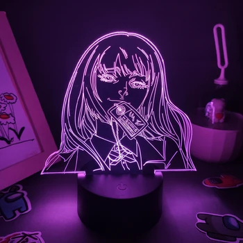 Аниме-лампа Kakegurui 3D LED RGB Neon Нощни осветителни Тела Манга Подаръци За Приятелите на малка странична Масичка в Спалнята Декор Jabami Yumeko Колекционерска