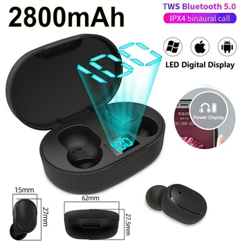 Безжични слушалки E6S Bluetooth V5.0, спортни слушалки, зарядно устройство, мобилен банка хранене за пътуване на открито