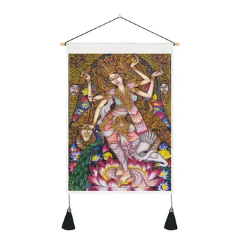 Бохемски гоблен с цветочницей, индийски начало декор, текстилен фон, Стенни картини, хол, религиозни стенни килими 2023