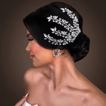 Булчинската рокля на булката шапки ръчно изработени с кристали Гребен за Коса-Луксозни Аксесоари за Сватбена рокля с диаманти