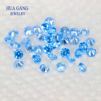 Висока температурна устойчивост Морско синьо 0,8 ~ 15 мм Кубичен цирконий кръгла форма 5A Диамантена диаманти, без камък, CZ, синтетични скъпоценни камъни