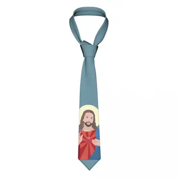Вратовръзка Христос Спасител Исус За Мъже И Жени, Модерен Вратовръзка от Полиестер Ширина 8 см за Мъжете, Ежедневни Облекла, Вратовръзка за Партита