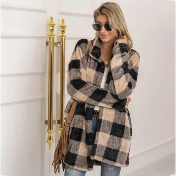 Вълна палто, дълго яке в клетката, дамско палто, модни палта с дълъг ръкав, женски есенно-зимния ежедневното палта за момичета, дамски градинска облекло