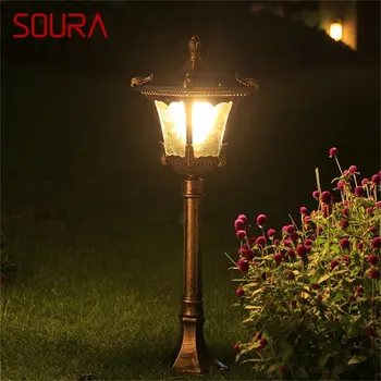 Външни градински фенери SOURA Ретро Кафяв Градински Лампа LED Водоустойчива IP65 Домашен декоративен за Дуплекс