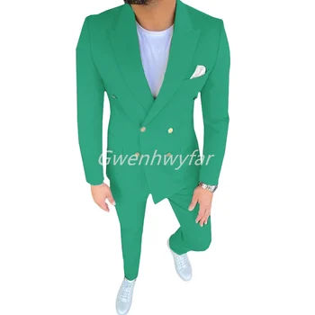Гвенвьяр 2 бр./компл., луксозен мъжки костюм Размера на Плюс, е строго Сако + Панталон, Костюми Оверсайз, Мъжки Сватбени офис Бизнес костюми