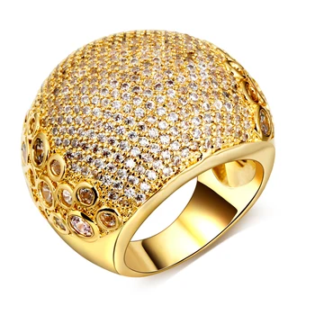 Големи Луксозни пръстени Mircro Pave с брилянтен кубическим цирконием Златен/бял на цвят, Модни бижута за жени