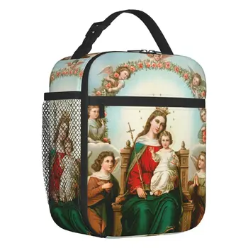 Дамска чанта-тоут с изолация от Дева Мария, католическата кристиан термоохладитель, обяд-бокс за хранене, работа, училище, Пътуване