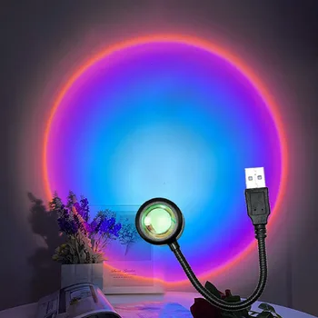Двигател лека нощ USB Mini Sunset проекционная лампа на Живо красотата на Фоново декорация на стените на Стаята за снимки Краси светлина