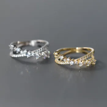 Двуслойни пръстени с циркониевым кръст, за жени, бижута за момичета, подарък, парти, Сватба jz254