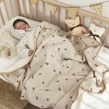 Детски Завивки за легла, 4-слойное памучни пеленальное муслиновое одеяла, Спално бельо, аксесоари за бебета, кърпи за баня за бебета, майката и децата