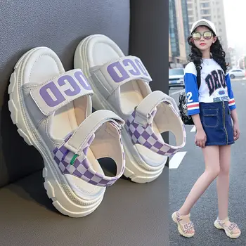 Детски сандали, новост 2023 г., летни спортни плажни сандали принцеса за средни и малки момичета в чужд стил