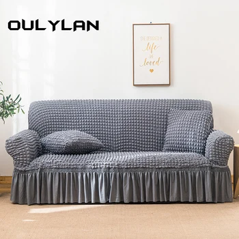 Еластичен калъф за дивана Oulylan, карирани калъф за дивани, калъфи за мебели, калъфи за мека мебел за всекидневната, седалките с пола за дивана