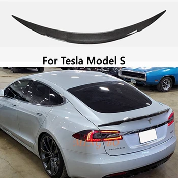 За Tesla Model S Заден Спойлер от Въглеродни влакна, Крило на Багажника, 2014-2022 RZ Style FRP, Матиран carbon