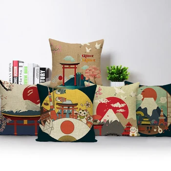 Калъф за възглавници с модел на японската култура, калъфка Fuji, калъфки за възглавници за диван капаци на седалките, калъфки за покрива възглавница Sea Sunrise, домашен декор