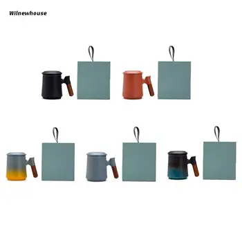 Керамични Чаена Чаша F63A с Филтър За Заваряване, с Капак И Дръжка, Творчески Подаръчни Чаши в Ретро стил, Чаши