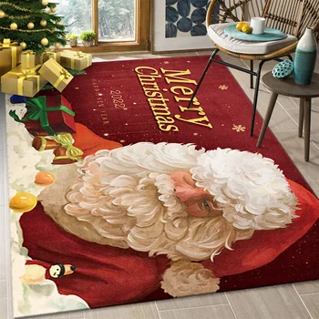 Коледен килим на Дядо Коледа, изтривалка за входна врата, Декоративни килими, масичка за кафе, подложки за сядане, Мини подложки за спални, подложка за баня