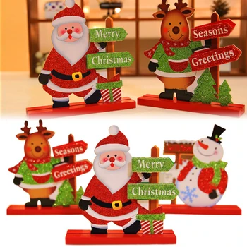 Коледно дърво Дядо Коледа Лосове, Снежен човек, Коледни декорации за дома масата Изделия от Дърво Витрина Декор Ноел Коледна украса 3