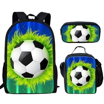 Комплект с принтом футболна топка, ученически чанти за момчетата-тийнейджъри, основно училище, 16-инчов детска голям мъжки раница, училищна детска чанта