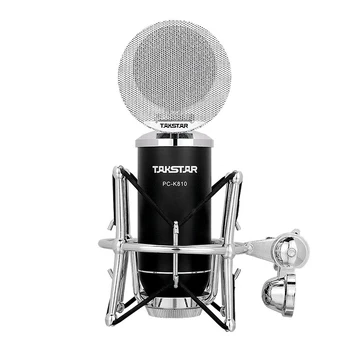 Кондензаторен микрофон за подкаст с голяма бленда/Професионален кондензаторен микрофон за директно излъчване/Микрофон за запис на караоке-подкаст