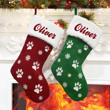 Кученце отглеждане Персонализирани Коледен обичай кученце отглеждане на Коледни чорапи за кучета Коледен отглеждане на домашни животни подарък собственик на куче