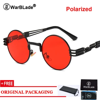 Марка WarBLade, дизайнерски, класически кръгли очила в стил steampunk, поляризирани Слънчеви очила за мъже и Жени, реколта ретро Очила за шофиране, очила