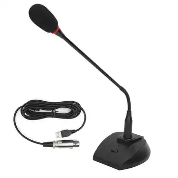Мини микрофон за гъши врата Професионален кабелен микрофон USB Настолен микрофон С гъвкава стойка За провеждане на конференция на живо