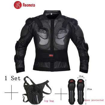 мотоциклетът бронежилетная яке, за мъже броня за мотокрос, картинг броня на мотоциклет + мотоциклетни наколенници + чанта за мотокрос, 1 комплект