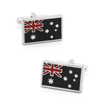 Мъжки ръкавели с флага на Австралия, мед, материал, цвят сребрист