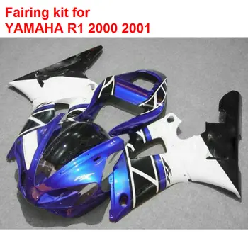 Най-продаваните обтекателей за Yamaha YZFR1 2000 2001 синьо черно-бял комплект мотоциклетни обтекателей YZF R1 00 01 BA142