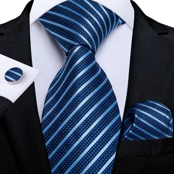 Нов Дизайн, Коприна Жакард Мъжки Вратовръзки В Синята Ивица, 8 см, Бизнес Сватбен Вратовръзка, Набор от Носа Шалове, Подарък За Мъже Gravatas DiBanGu