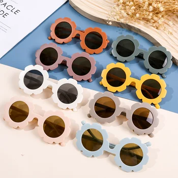 Нови Детски Слънчеви очила с Цветя модел, Кръгли Сладки Детски Слънчеви Очила за Момчета и Момичета, които са Устойчиви на uv, Детски Слънчеви очила, Красиви Очила